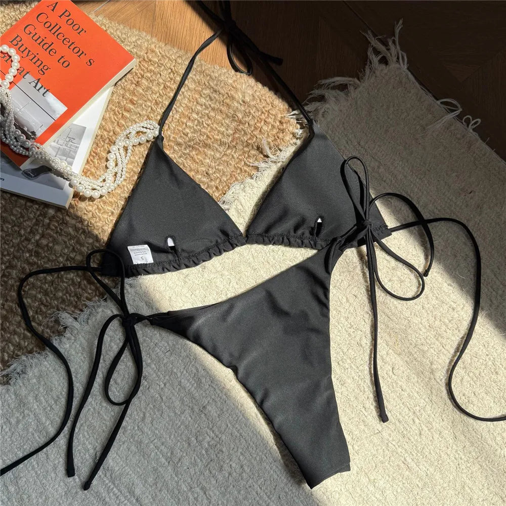 Rhinestone Starfish White Swimwear Halter String Triangle Micro Bikini Thong Sexy Swimsuit Women Bikinis Sets Mujer 2026 Bather