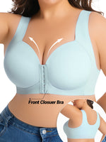 Women's Bra Plus Size Wireless Front Closure Seamless U-Back Fixed Cup Breathable Lingerie