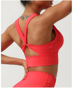 Female Cross Strap Sports Vest Bras For Women Bra High Strength Gym Underwear Sexy With Pad Bra Push Up Tops Workout Lingerie