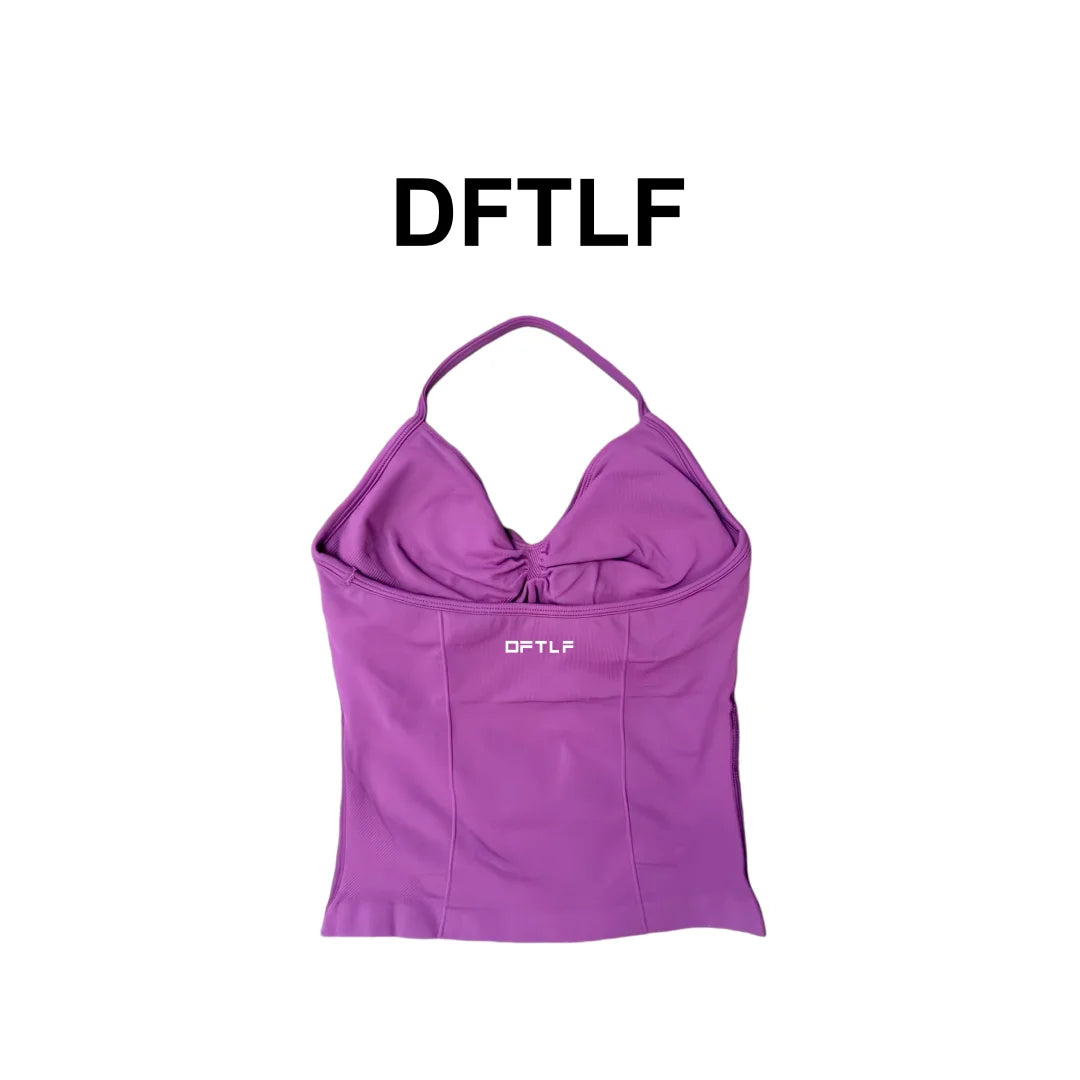 DFTLFNew Women Seamless V-neck Sports Vest Breathable Sleeveless Yoga Top Detachable Padding Slim Fit Gym Running Workout Athlet
