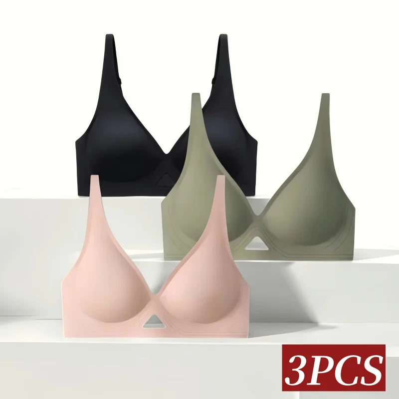 3pcs/Lot Seamless Bras for Women Push Up Brasiere Deep V Bralette Comfort Nonwire Underwear Female Invisible Bra Sexy Lingerie