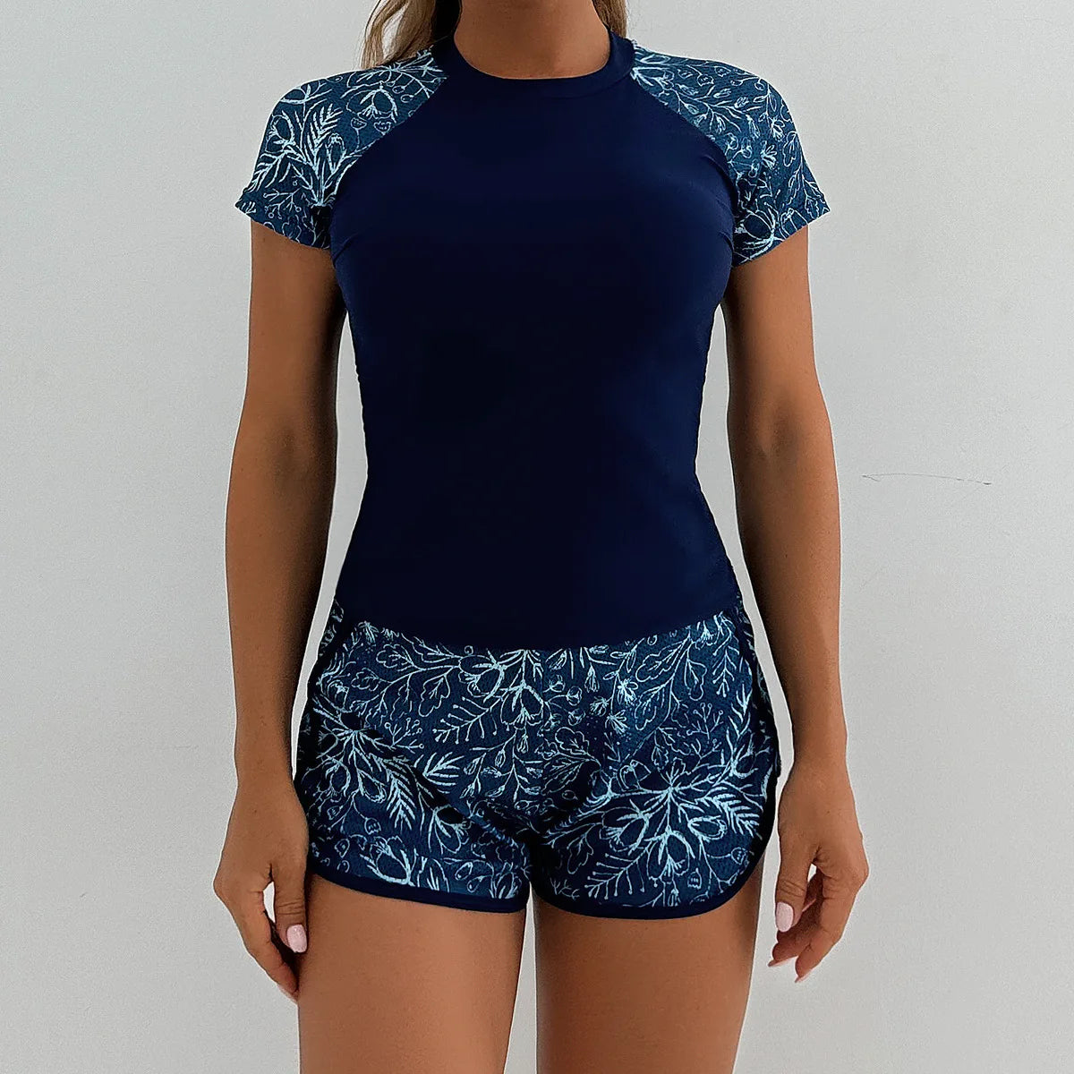 Print Two Pieces Swimsuits Shorts High Waisted Swimwear Female Tankini Sets Beach Wear Bathing Surfing Suit Women Swimming Suit