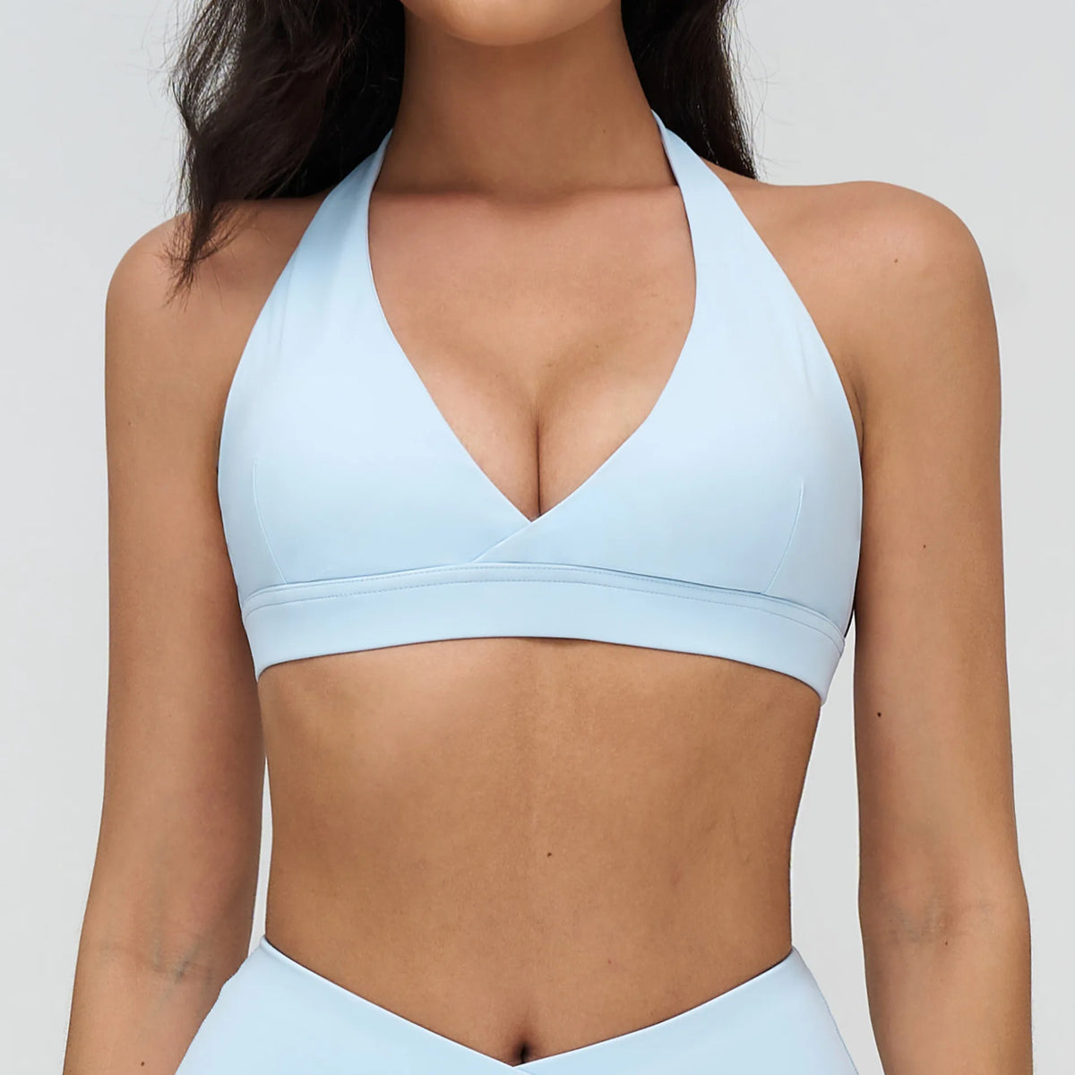 Naked Sports Bras Women Solid Coffee Cross V-neck Shock-absorbing Yoga Suit Gym Fitness Running Workout Crop Top