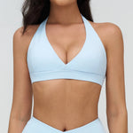 Naked Sports Bras Women Solid Coffee Cross V-neck Shock-absorbing Yoga Suit Gym Fitness Running Workout Crop Top