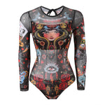 S - XXL New Printed Long Sleeve With Pants Women Swimwear One Piece Swimsuit Female Floral Padded Bather Bathing Suit Swim V7176