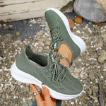 Spring Summer Breathable Mesh Sport Shoes Women Slip On Hollow Out Knitted Flats Shoes Woman Plus Size 43 Thick Sole Sneakers