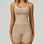 2 Pieces Women's Seamless Yoga Set Fitness Running Sports Set Slim Fit High Waist Beautiful Back Tracksuit