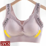 2Pcs/Set Bras Non-wire Push Up V-neck Bra Women Seamless Underwear Padded No Rims Support Brasiere Sexy Lingerie M-3XL