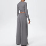 3 Pcs Women's Seamless Yoga Set Sports Fitness Gym Slim-Fit Long Sleeve & Tank Top Suits Workout Running Training Sets