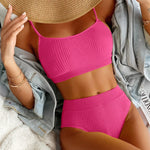 Sexy Solid Yellow Bikini 2026 Mujer High Cut Pleate Women's Swimsuit Separate Beach Bathing Suit High Waist Swimwear Biquini New