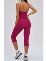 2PCS Workout Set Women Yoga Sets V Neck Cross Slim Sports Tank Top Athletic Wear Outdoor Tight High Waist Leggings Fitness Suits