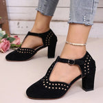 2026Women Sandals FashionRound Toe Hollow Thick Heel Sandals Casual Summer Shoes