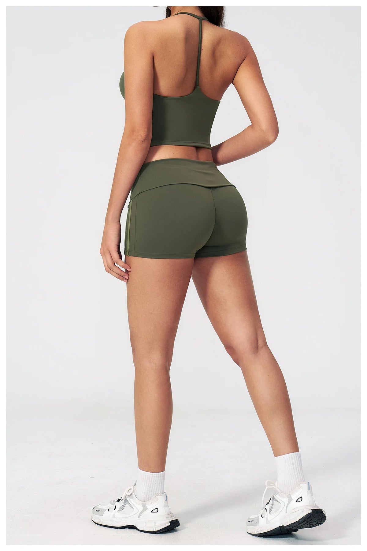 Color Blocked Yoga Suit 2 Pieces Women Slim Sports Tank Top High Waist Leggings Shorts Outfit Tight Outdoor Running Fitness Suit