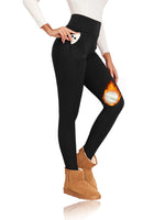 Women Winter Thermal Leggings With Pocket High Waist Simplicity Warm Pants Fashion Elasticity Autumn Velvet Comfortable Leggings
