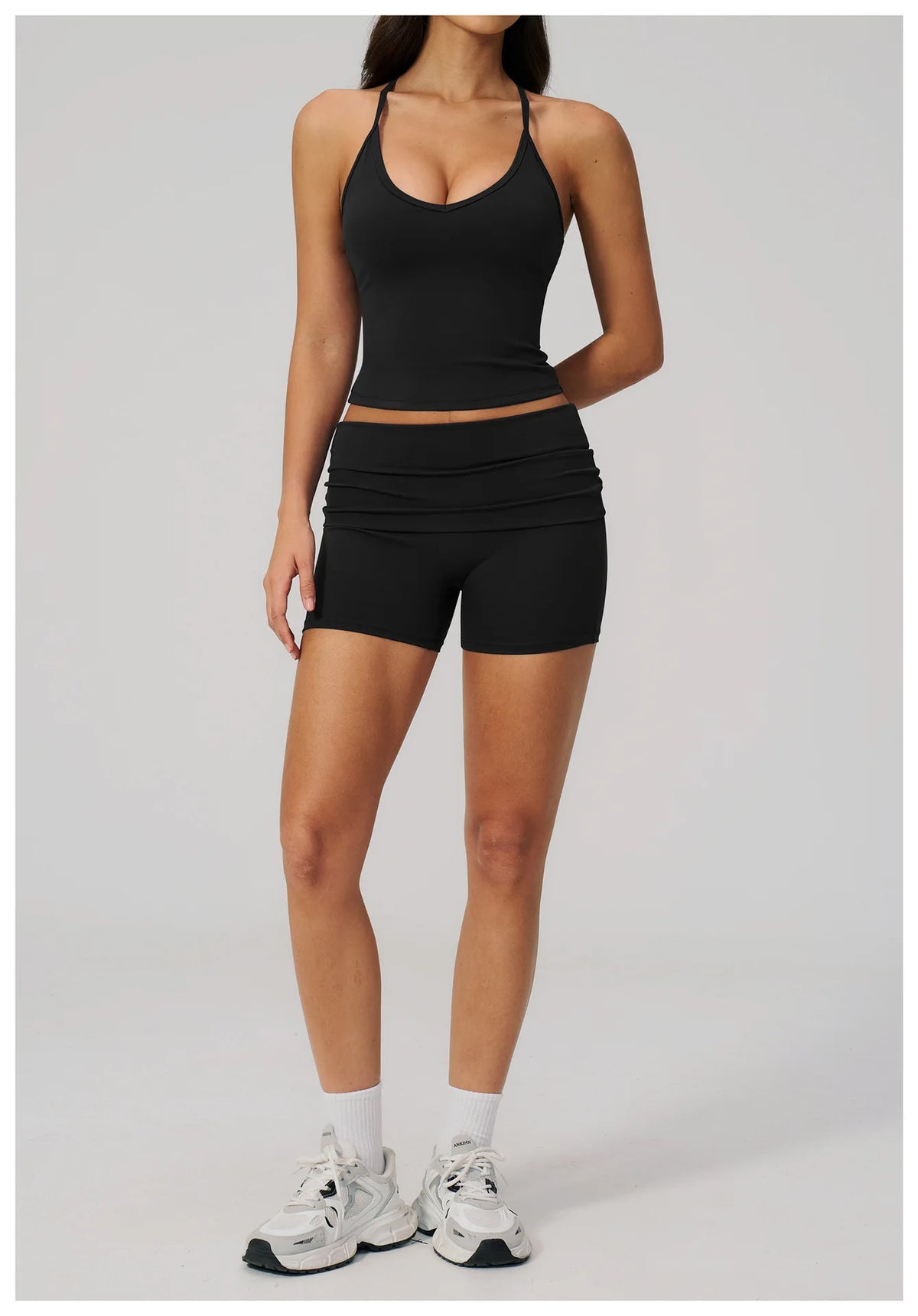 Summer 2Pcs Yoga Sets Women Camisole Slimming Sports Tank Top Pleate High Waist Shorts Fitness Suit Gym Running Excersize Wear