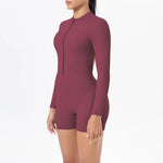 Women's Yoga Jumpsuits Sports Fitness Backless Half Zipper Peach Hip-Lifting Naked Feel Gym Running Workout One-Piece Bodysuits