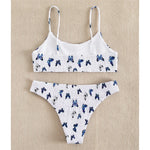 Sexy Wrinkled Butterfly Printed Bikini Female Swimsuit Women Swimwear Two-Pieces Bikini Set Bather Bathing Suit Swim Lady V713