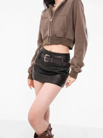 American A-line Half Length Skirt Spring/summer Small Spicy Girl High Waist Slim Fit Tight Sexy Shining Leather Short Skirt 3XQZ