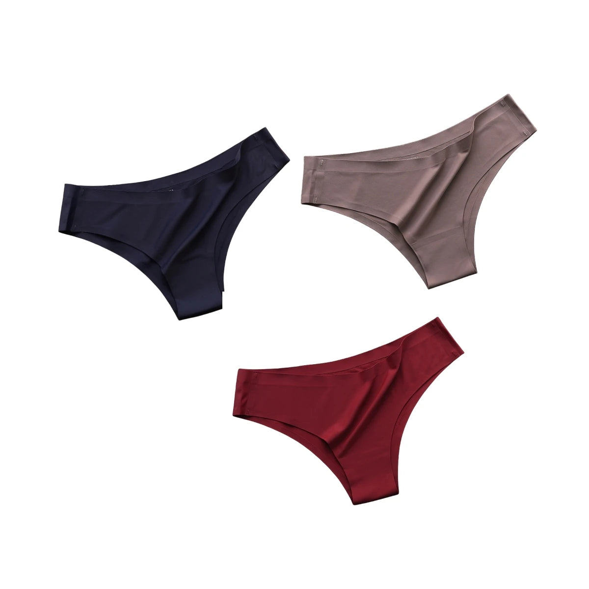 3Pcs/Set Seamless Panties Women Underwear Ice Silk Underpants Low Rise Female Solid Color Ultra-thin Sexy Lingerie