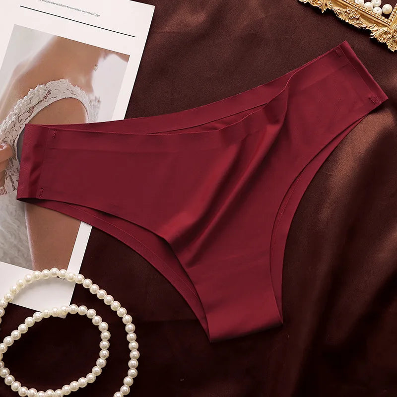 1Pc Women Ice Silk Brazilian Panties Seamless Low Waist Briefs Comfort Soft Cool Smooth Underwear Sexy Lingerie M-XL
