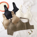 3Pcs/Set Women Seamless V-Neck Bra Plus Size Support Ribbed Bras Sexy Lingerie Detachable Bust Pads Comfort Intimates M-4XL