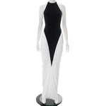 Talenza Elegant Evening Dress Women Fashion Slim Sleeveless Shrinking Clash Long Dress Vintage High Waisted Luxury Summer Dress
