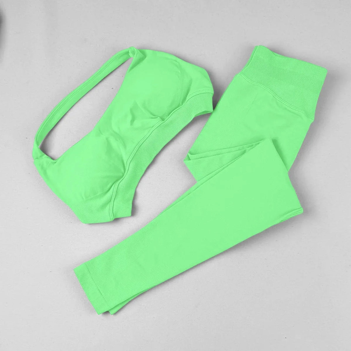 STOUREG Open Back Yoga Bras Pants Sets Seamless 2pcs Sculpt Sports Leggings Gym Halter Crop Tops Hip Lift Push Up Workout Tights