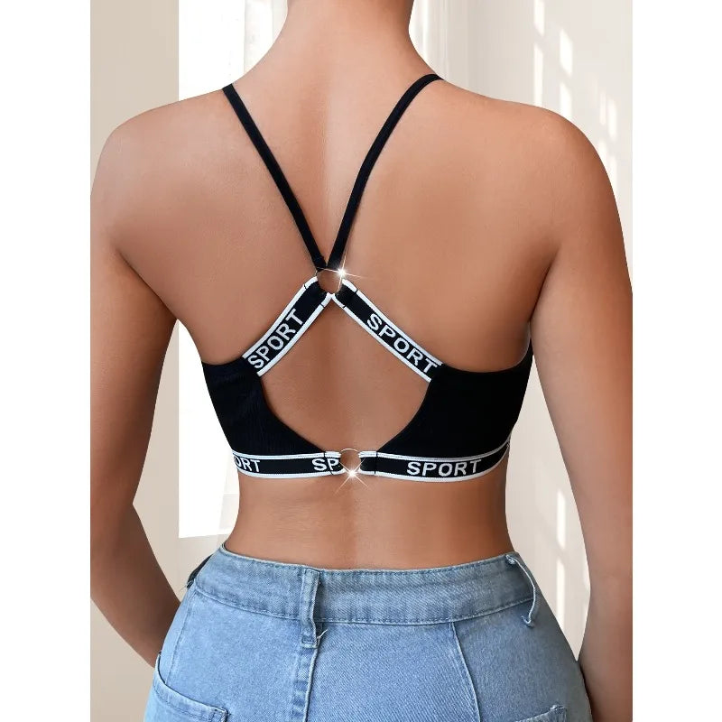 1pcs New Style Letter Decor Women's Bras Wire-Free Padless Women Underwear Breathable Sexy Lingerie Yoga Sport Women's Bras