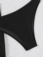 Sexy Bandeau Bikini Women Coffee Metal Water Droplet Ornament Push Up Mesh Skirt 3 Piece Swimsuit Beach Bathing Suit Swimwear