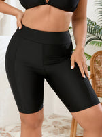 2026 Black Plus Large Big Size Swimsuit Female Only Pants With Pocket Long Knees Swimwear Women Solid Swimming Shorts Swim 5XL