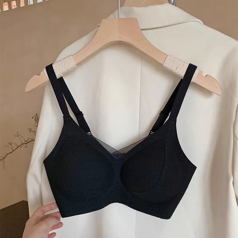 Wireless Support Bra Small Breasts, European Style Push Up Bralette, No Underwire No Padding Anti-Sagging Comfort, Autumn Winter
