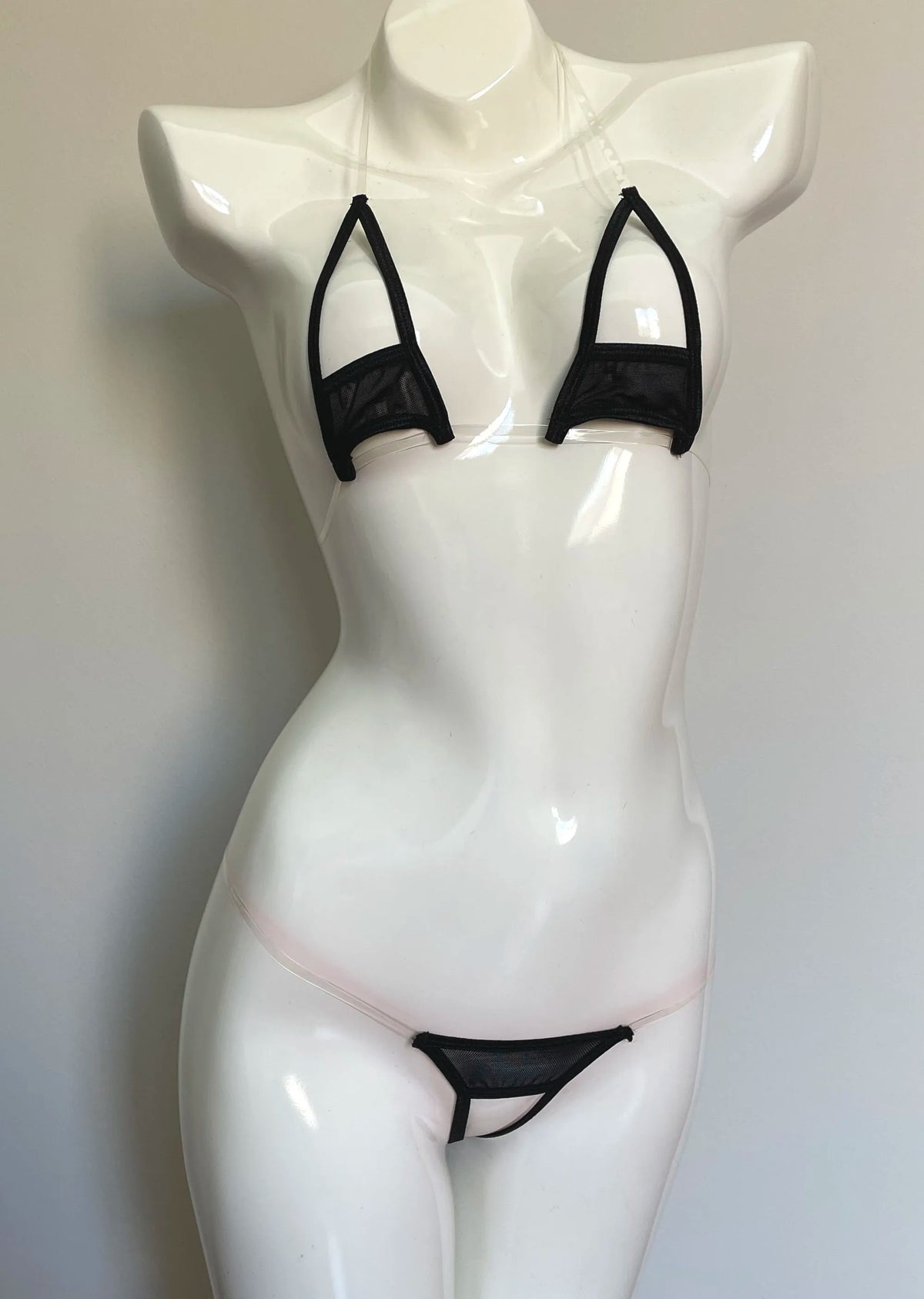 DEKA Women Hollow Out Seamless Mesh Mini Micro Bikinis Set Open Crotch Transparent Swimsuit Beachwear Sunbath Exotic Lingerie