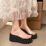 Transparent PVC Wedge Slide Mules Shoes Women Vintage Slip On Platform 7.5CM High Heel Leopard Print Polka Dot Summer Sandals