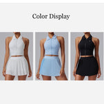 Women's Fitness Pants Skirt Accordion Pleated Design Anti-Light Leak Fake Two-Piece Set 2025 New Style