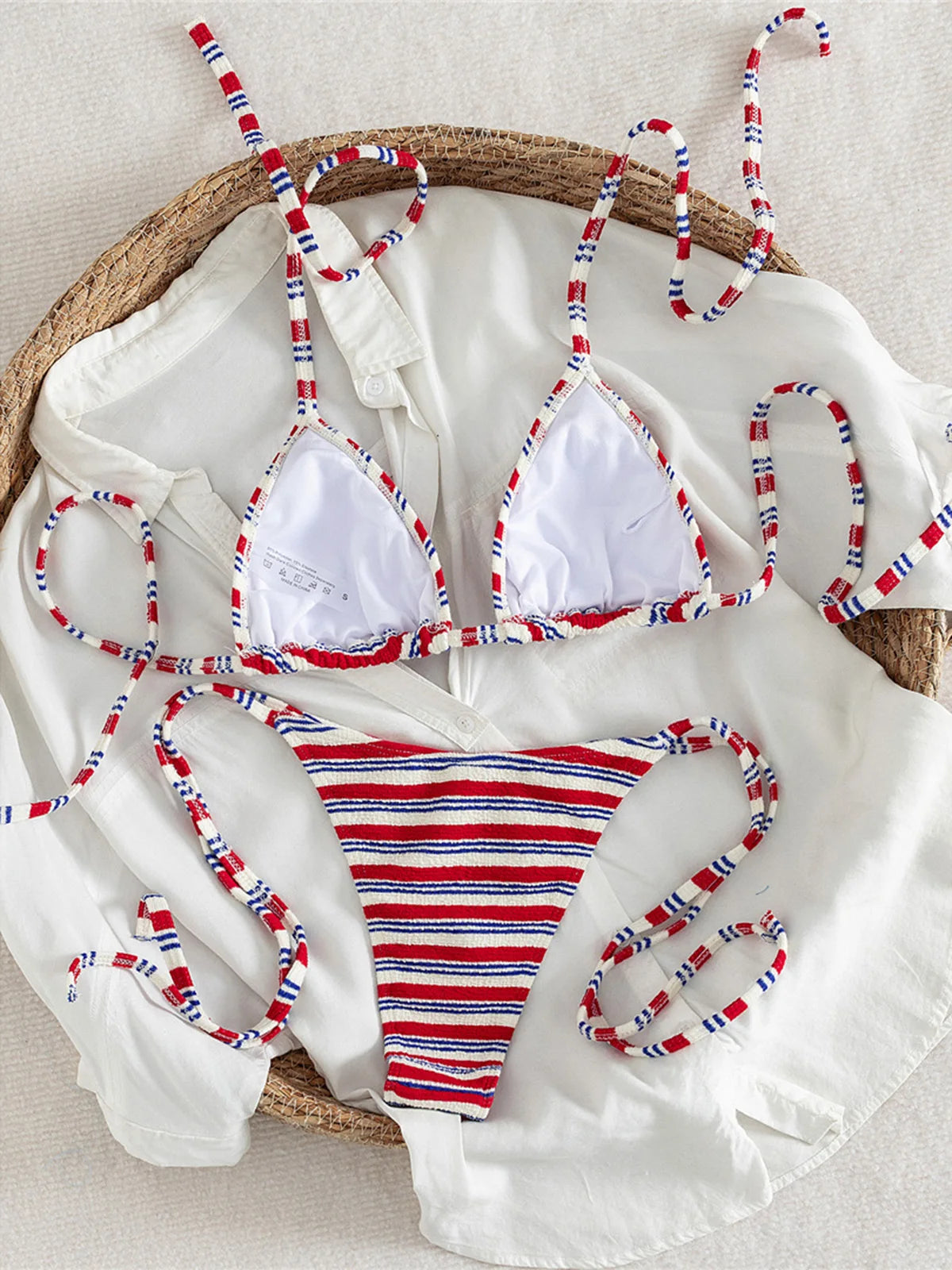 S - XL Striped Halter Bikini Women Swimwear Female Swimsuit High Cut Leg Bather Bathing Suit Swim Two-pieces Bikini set K8043
