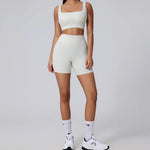 Women Yoga Suit Tracksuit Sports Bra High Waist Legging Shorts Outfit Gym Set Fitness Running Workout Clothes Push Up Sportswear