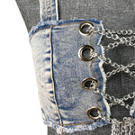DEKA Women Denim Chain Bikini Set Jeans Cross Swimsuit Decoration High Waist Super Short Pants Swimwear Two-Pieces Bathing Suits
