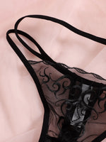 3 Pcs Women Embroidered Thong Sexy G-string Lace Mesh See-through Low Rise Elegant Seductive Lingerie C857