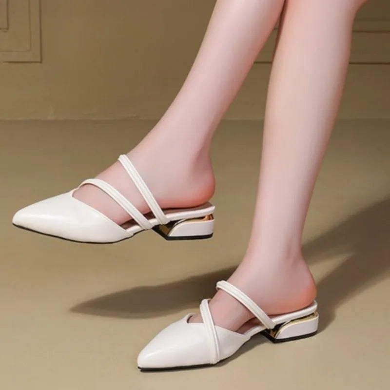 Toe Narrow BandSlippers Women Fashion Shallow Sandal Elegant Summer Footwear Woman