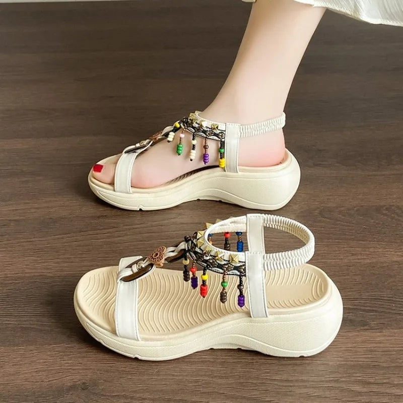 Women's SandalsSummer Soft Bottom Anti Slip Sweet Tourism Vacation Beach Flat Shoes Women's Sandals