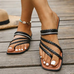 Women Slippers Fashion Casual Flat Sandals Plus Size 2025 New Style Braided Shoes for Women Band Roman Beach Sandals