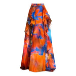 Vintage Orange Gradient Swimwear Women Ruffles Pleate Skirt Sets 2026 Bandeau Push Up Padded Slim Holiday One Piece Swimsuit