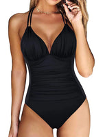 Ruched Wrinkled One Piece Swimsuit Women Swimwear Female Monokini Backless Swimsuits 2025 Bathing Suit Swim Beach Wear Bodysuit
