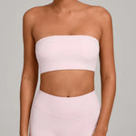 Padded Backless Bandeau Sports Bra Gym Women Crop Tube Top Seamless Yoga Top Sexy Workout Sportswear Push-up Fitness Underwear