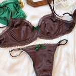 French Ice Silk Comfort Underwear Women Sexy Lace Ultra Thin Push Up Bra Set High Quality Brassiere Summer Breathable Lingerie