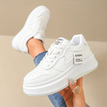 Fashion Thick Platform Sneakers for Women Spring Lace Up Pu Leather Sneakers Woman Anti Slip Thick Sole Vulcanized Shoes Female