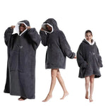 Winter Extra Long Wearable Hoodies Blanket Adult Warm Pullover Sweatshirt Oversized Fleece Hooded Blanket with SleevesRobe