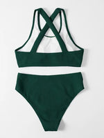 Criss Cross High Waist Bikinis 2024 Women Sexy Black Swimsuit Push Up Swimwear Female Bathing Suit Swimming Summer Beachwear
