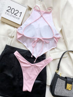 light blue Halter Bandana Bikinis Sets micro Thong sexy Swimsuit Women Swimwear Backless high cut Bathing Suit Bikini 2026 Mujer