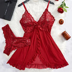 1 Set Of T-Back Nightgown For Women Plus-size Sexy Accessories Transparent Lingerie Night Dress Low-rise White Female Underwear